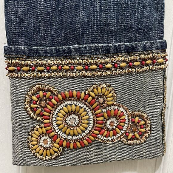 Vintage Cache Beaded Set Jeans Sz 8 Tank L NWT 90s Y2K Glam Denim Festival Rare - Picture 5 of 16